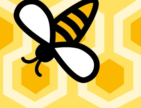 Grafische Darstellung einer Biene auf gelbem Grund